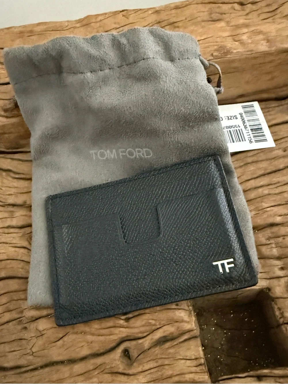 TOM FORD Black Leather Card Case with TF Logo